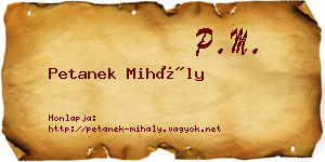 Petanek Mihály névjegykártya